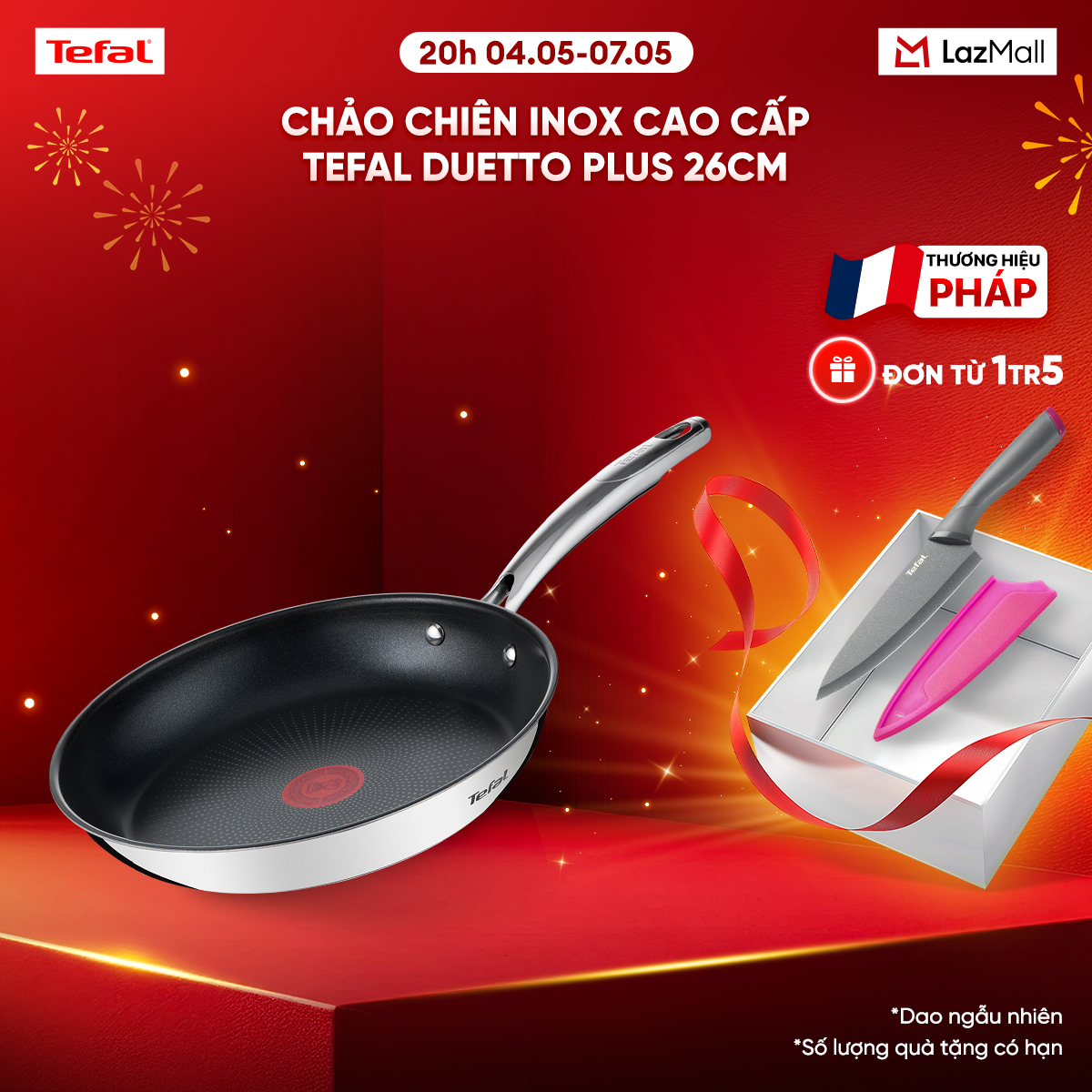 Chảo chiên Inox 18/10 cao cấp Tefal Duetto Plus 26cm