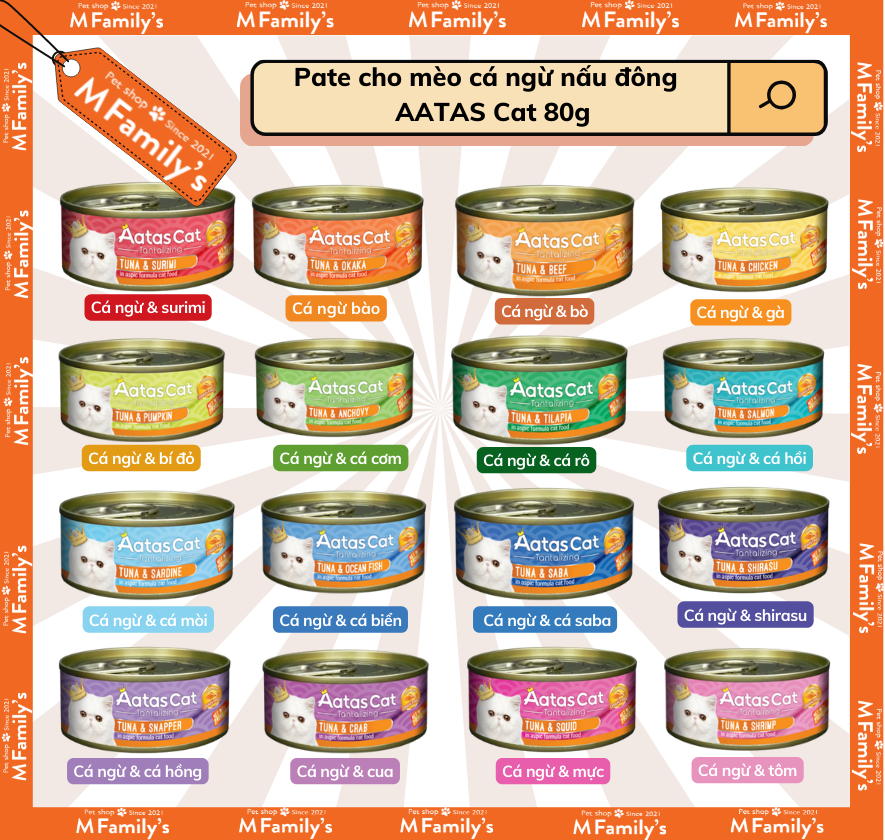 Pate Cho Mèo Aatas Cat hộp 80g - Pate cá ngừ nấu đông cho mèo - Pate Aatas Cat cho mèo từ Singapore