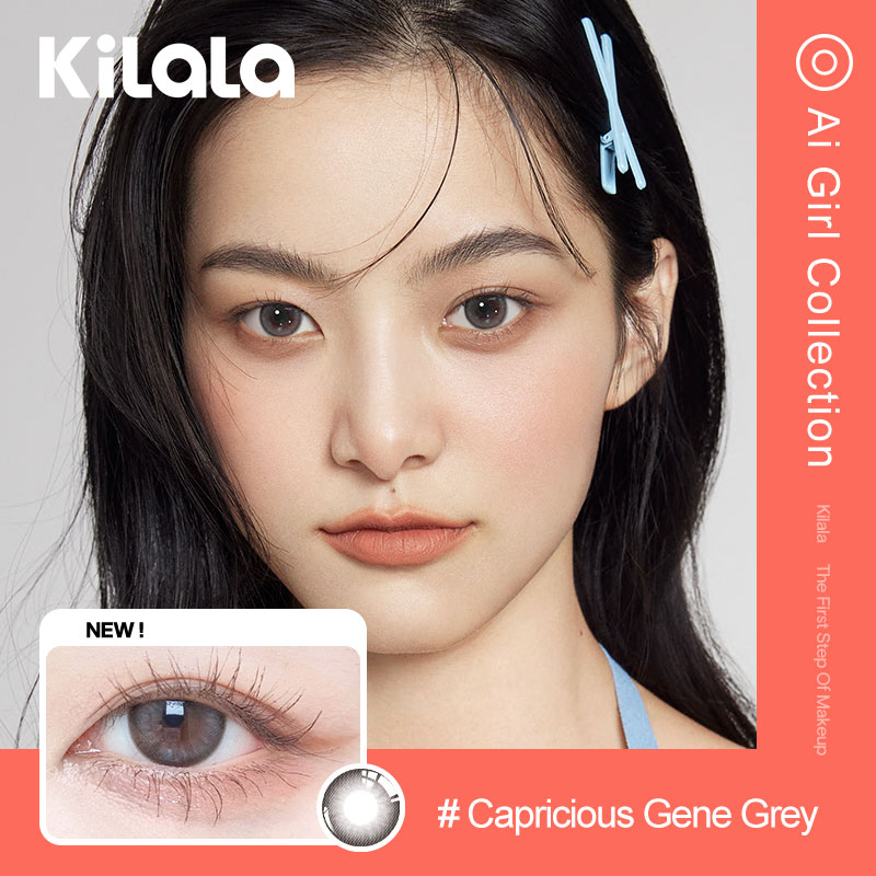 Kilala（2 miếng） Kính Áp Tròng lens mắt lens 6 tháng len Xám contact lens（0-300）lens 14 2 Ai Girl Collection