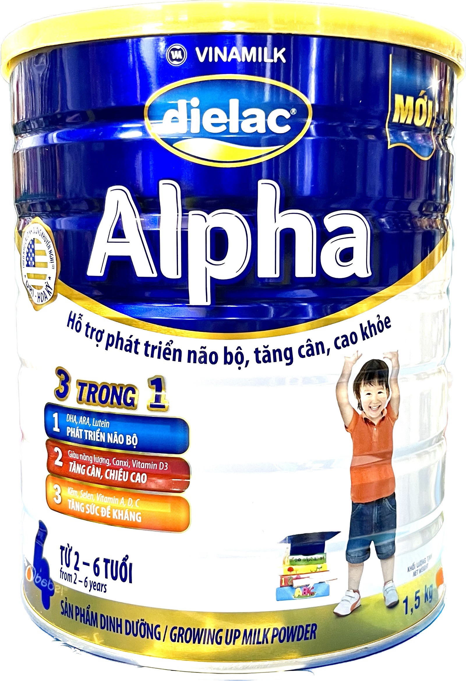 Sữa bột Dielac Alpha 4 - lon 1,5kg cho trẻ từ 2- 6 tuổi