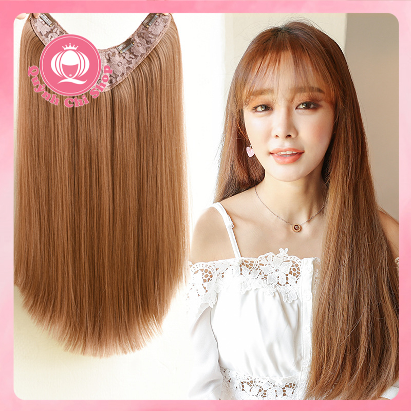 Tóc giả kẹp phồng thẳng CAO CẤP kẹp chữ V ôm tóc tự nhiên như tóc thật
