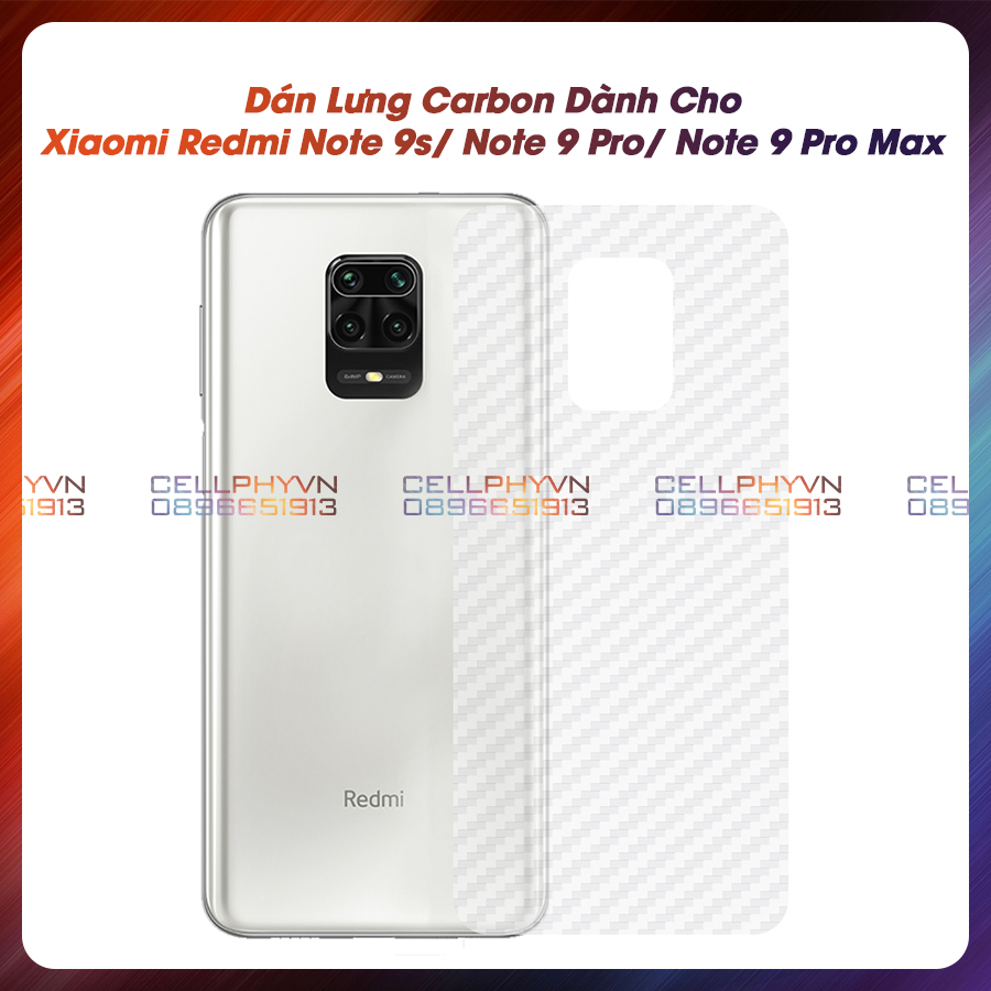 Miếng dán lưng cacbon dành cho xiaomi redmi note 9s / note 9 pro / note 9 pro max