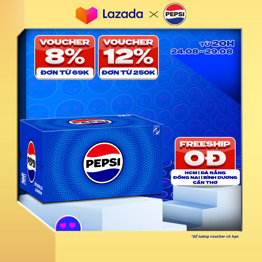 Thùng 24 chai nước ngọt có gaz pepsi