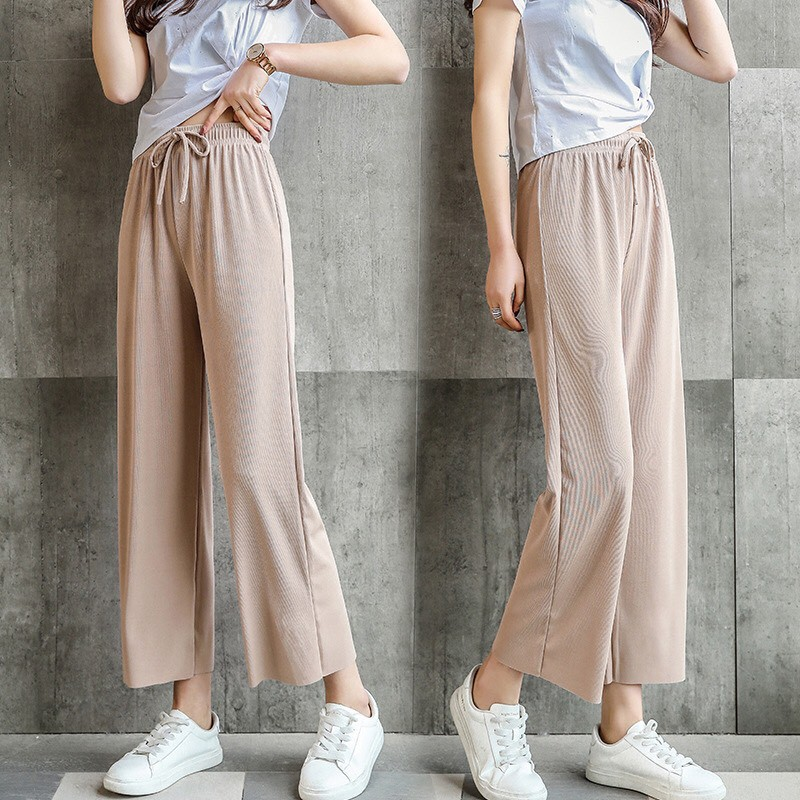 Quần ống suông rộng culottes gân tăm mềm mát