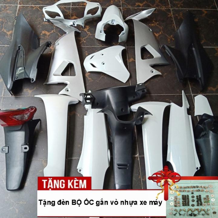 [TẶNG TEM - ỐC ] Dàn áo xe trắng  Wave RS - Wave alpha - Wave S100, nhựa ABS nguyên sinh màu TRẮNG , tặng kèm bộ ốc theo xe - có TẶNG BỘ TEM cao cấp - chống bay màu