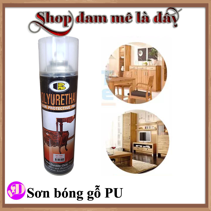 sơn bóng gỗ, sơn xịt Pu đồ gỗ Bosny ,dung tích 600ml, sơn gỗ màu trắng, gỗ màu cách gián chống thấm nước nhẹ - Thái Lan