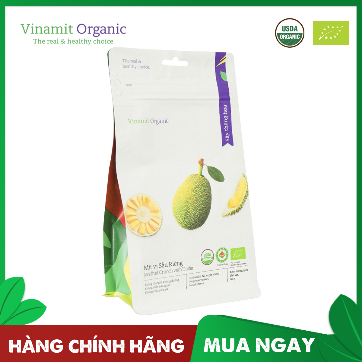 Mít sấy Organic vị sầu riêng 80g