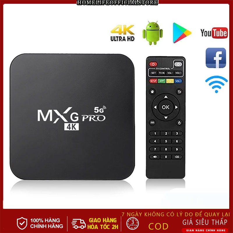 Android TV Box Mxq Pro Ram 16+256GB Smart Tivi Box 4K Wifi 5G Android 11 xem truyền hình 100 kênh miễn phí, xem Youtube