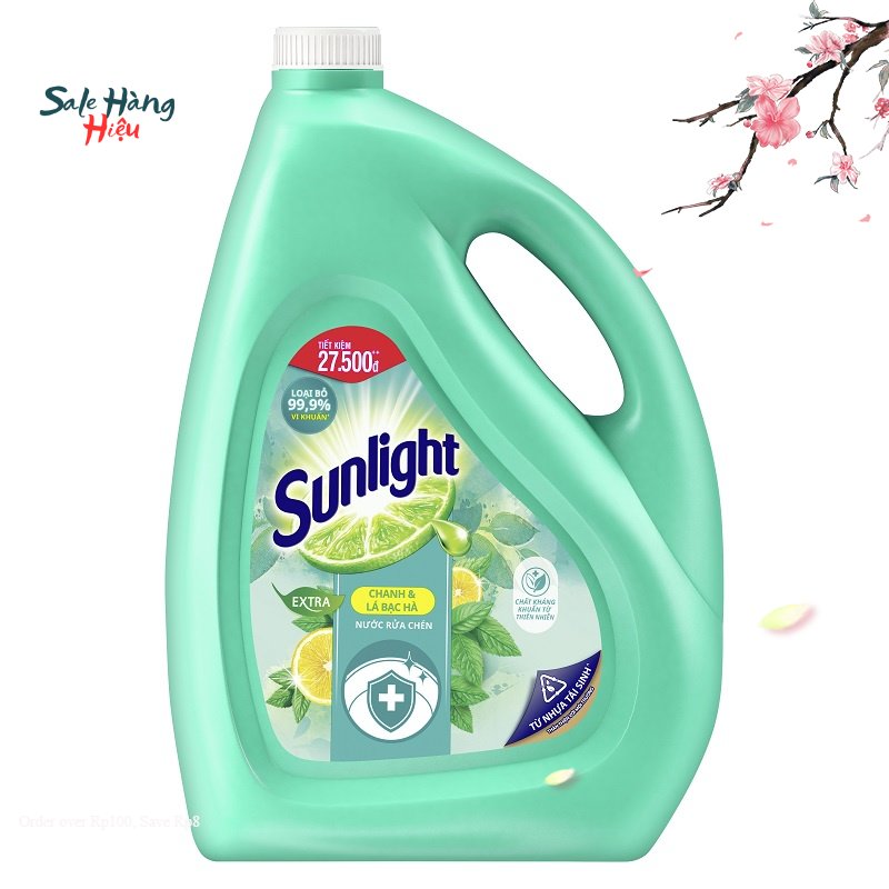 Nước rửa chén diệt khuẩn sunlight 3.6kg chanh và lá bạc hà