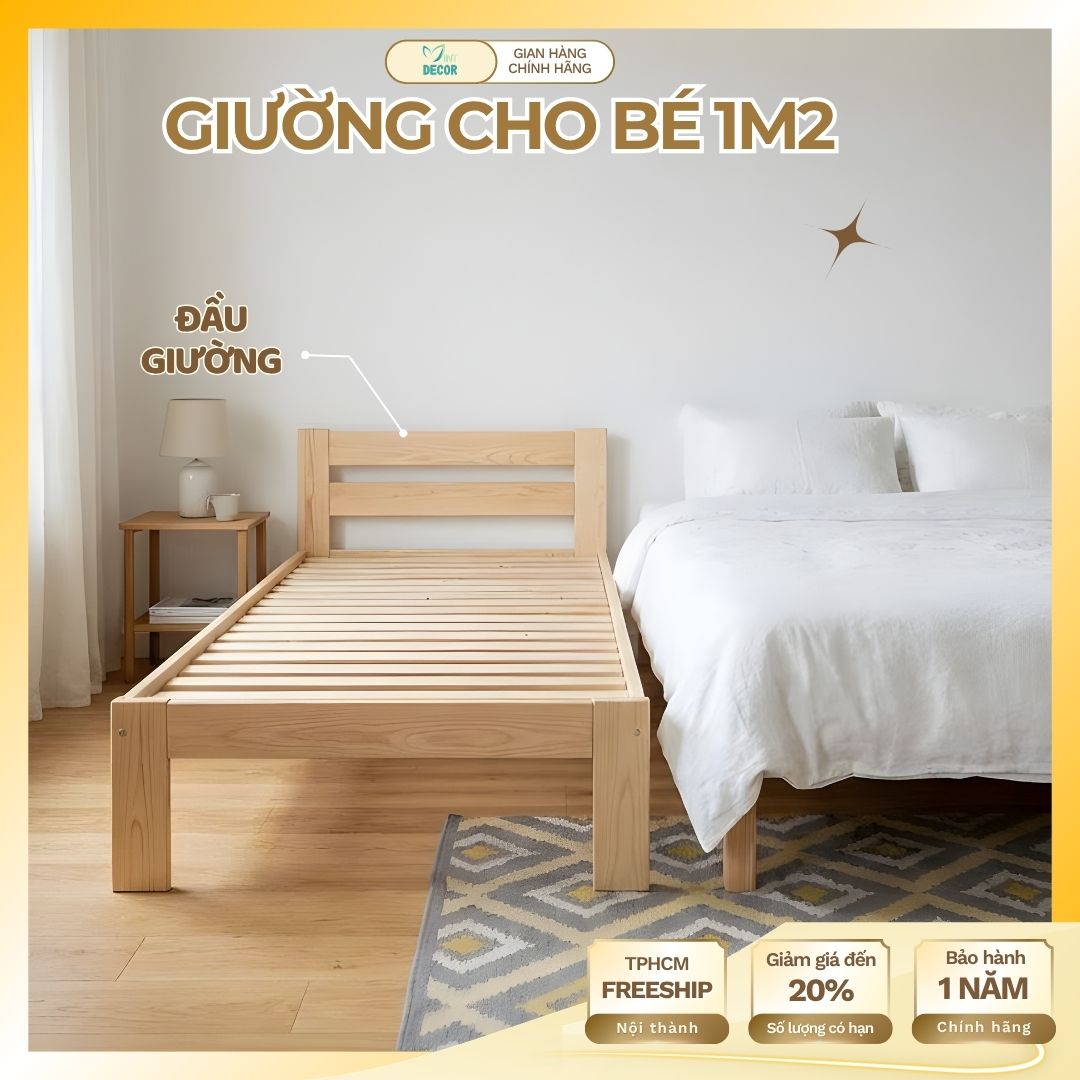 Giường Cho Bé 1m2 – Giường Ngủ Cho Bé Có Thanh Chắn / Cầu Thang | Giường Ghép Gấp Gọn, Gỗ Thông Mới