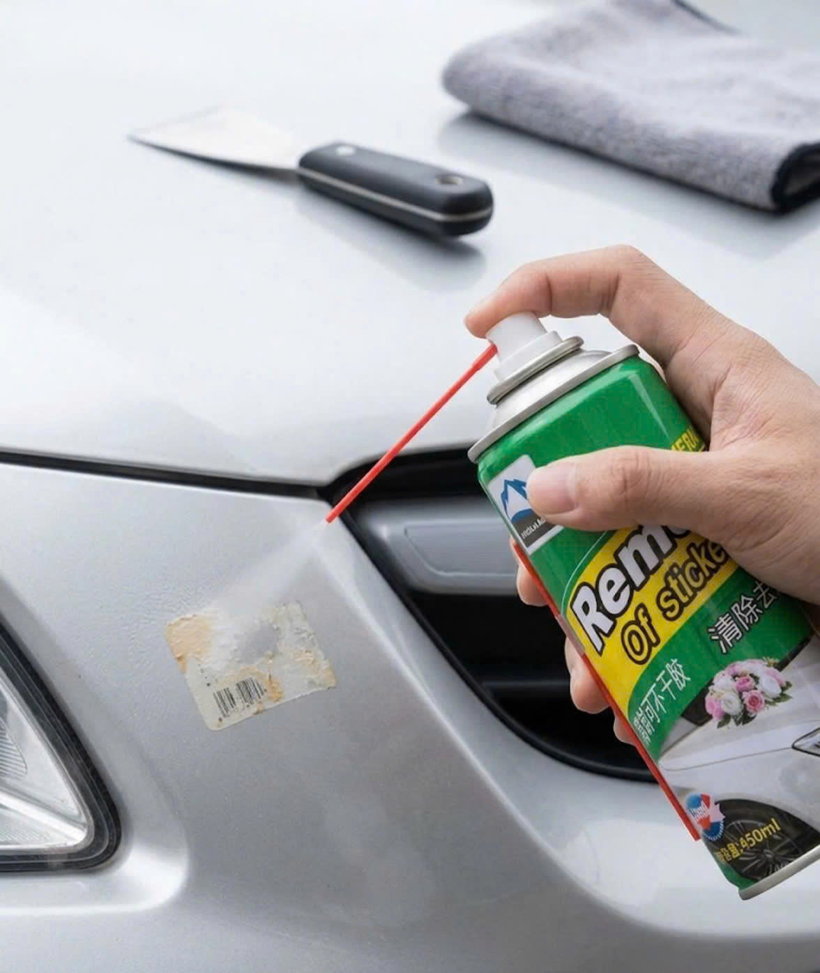 Chai Xịt Tẩy Keo Decal 450ml Đa Năng | Dung Dịch Xóa Keo Dán Sticker Tem Nhãn Kính Xe Máy Ô Tô
