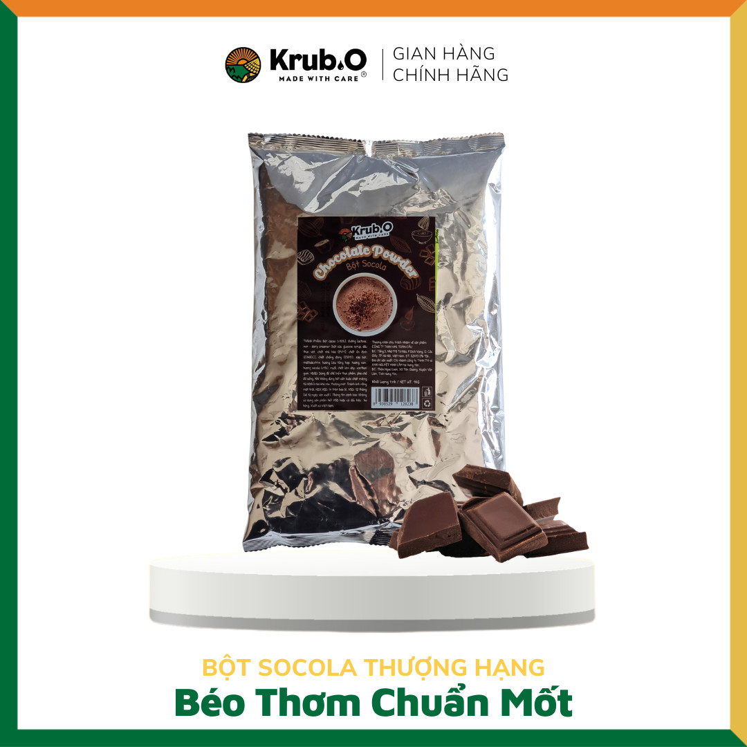 Bột Socola cao cấp gói 1kg - Pha trà sữa, đá xay, Milo dầm, món tráng miệng - Thương hiệu Krub.O - Nguồn nông sản thuần Việt