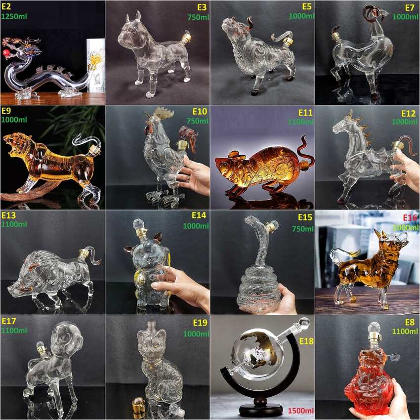 Bình Đựng Rượu 12 Con Giáp – 16 mẫu – Vỏ Chai Rượu 12 Con Giáp - Chai Đựng Rượu Đẹp làm quà tân gia , sinh nhật, quà biếu ý nghĩa – Glass Wine Bottles
