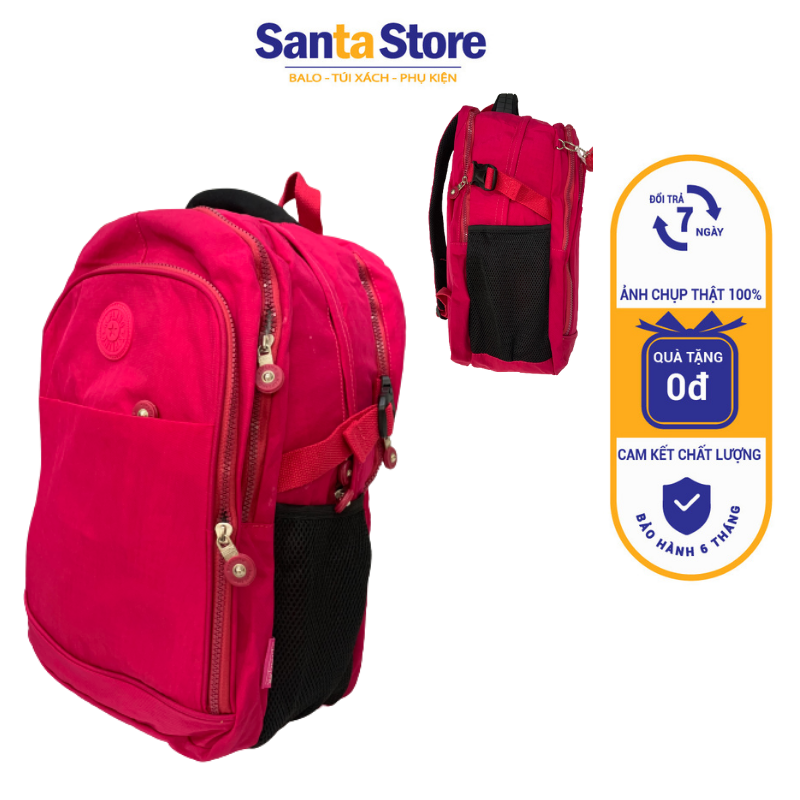 Balo vải du lịch thời trang SANTA STORE Kipling 1839. Balo nhiều ngăn, đựng vừa laptop từ 15in trở nên, chất vải trống nước siêu bền, phong cách Hàn Quốc