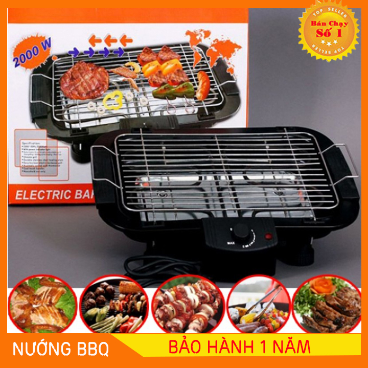 Bếp nướng điện Electric không khói 2000W - Bếp nướng gia đình không khói giúp buổi tiệc trọn vẹn hơn - Lò nướng BBQ tại nhà an toàn vệ sinh