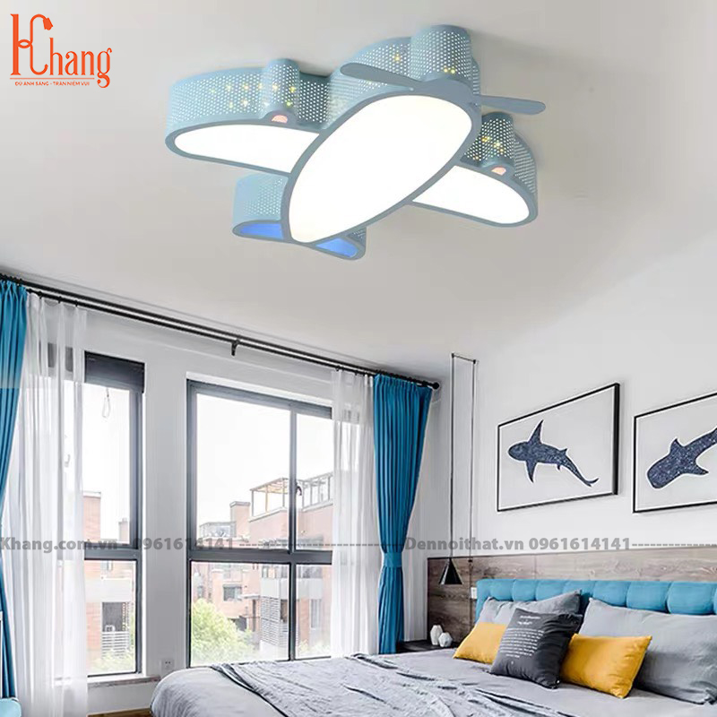 (Bảo hành 2 năm) Đèn ốp trần Máy bay xanh, Đèn LED trang trí phòng ngủ cho bé