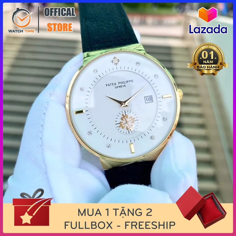 Đồng hồ Nam Patek Philippe Trắng dây da mềm, kính chống xước - Bảo hành 12 thsang