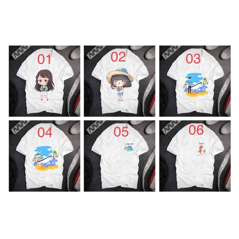 Áo thun cotton nam nữ in hình cute at0005