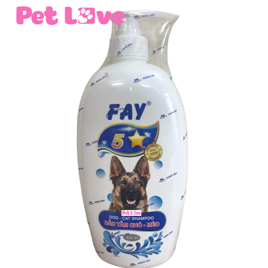 Sữa tắm bọ chét, ve rận, khử mùi, mượt lông Fay 5 sao (chai 800ml)