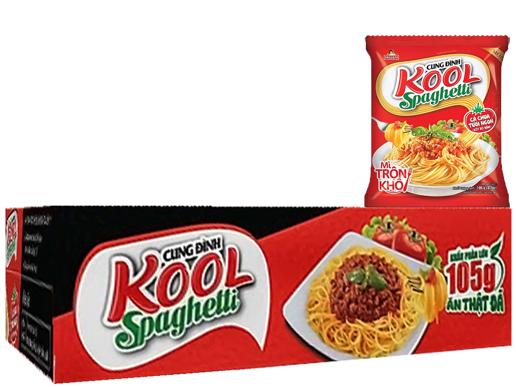 Thùng 30 gói mì trộn Cung Đình Kool xốt Spaghetti thịt bò bằm 100g