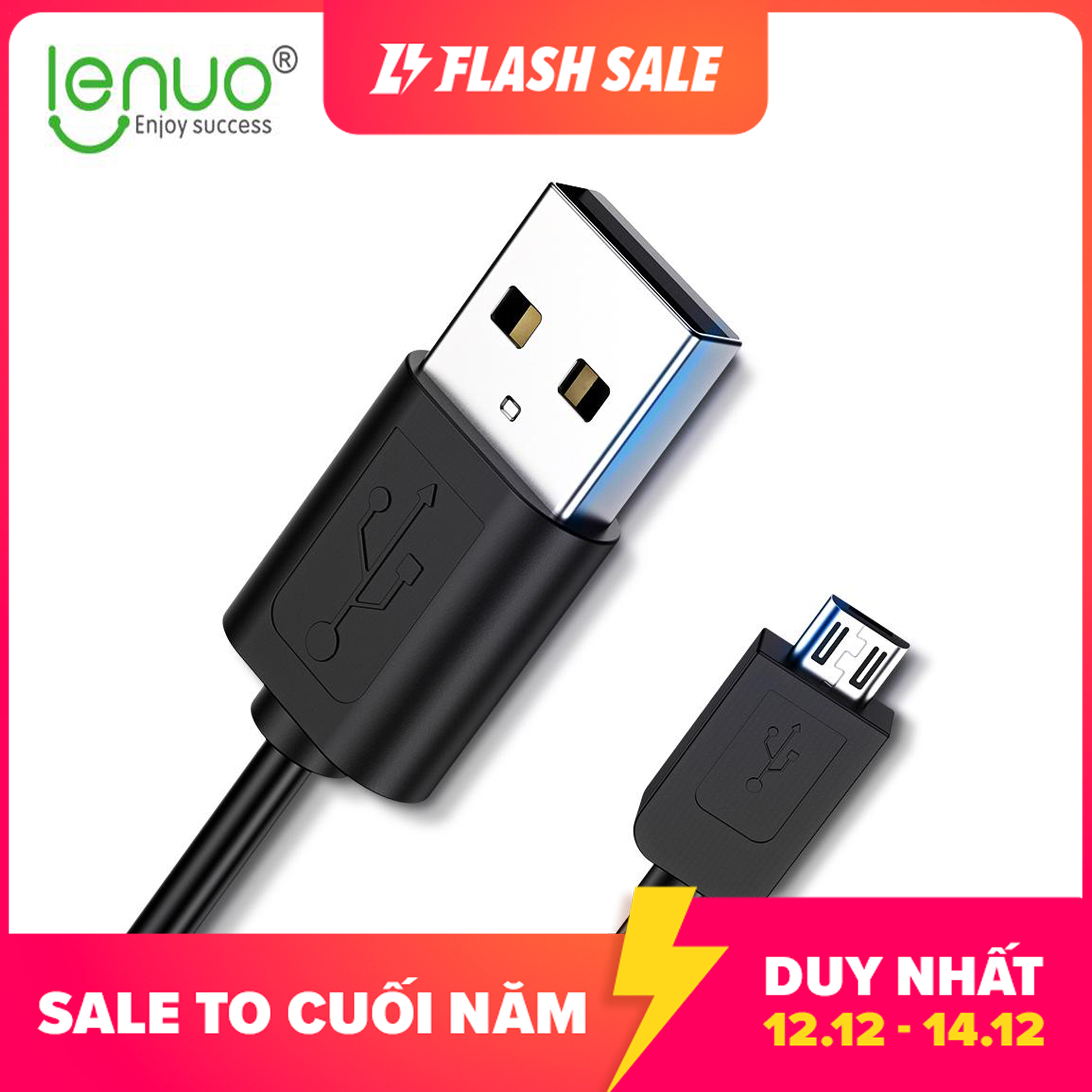 Cáp Micro USB Lenuo, Chất Liệu TPE Mềm 2.4A Dây Sạc Nhanh Dẹt