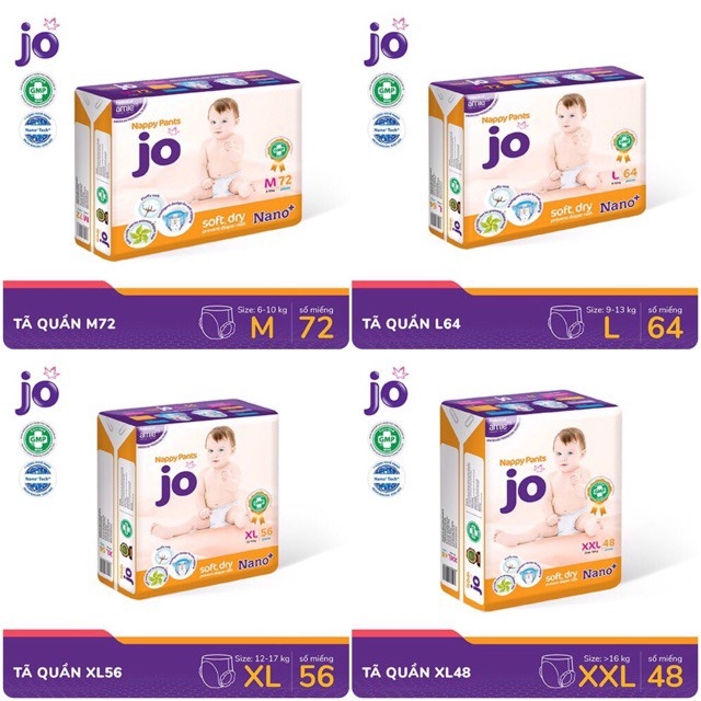 (Sale)Bỉm dán/quần jo công nghệ 3s mới /m40/l36/xl32/M72/L64, cam kết hàng đúng mô tả, chất lượng đảm bảo an toàn đến sức khỏe người sử dụng