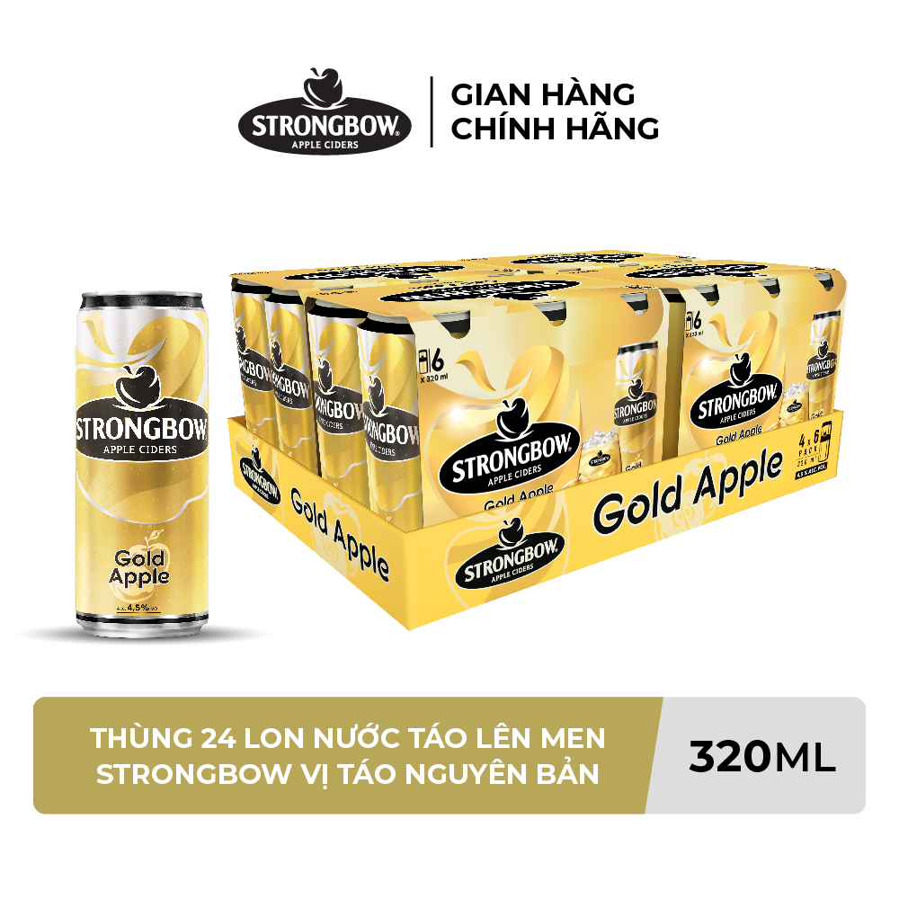 Box of 24 Cans of Strongbow Fermented Apple Juice Original Apple Flavor 320Ml/Can