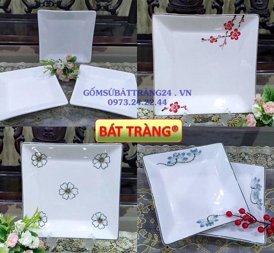 ĐĨA SỨ BÁT TRÀNG HÌNH VUÔNG DĨA SỨ TRẮNG SÂU LÒNG ĐẸP ĐỰNG SALAD RAU ĐĨA ĂN HÌNH VUÔNG GIÁ RẺ