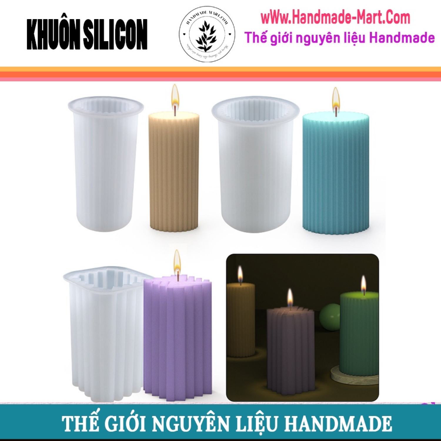 Khuôn silicon làm resin hay nến thơm đủ kích thước chuẩn DIY - Khuôn silicon hình trụ làm nến thơm handmade