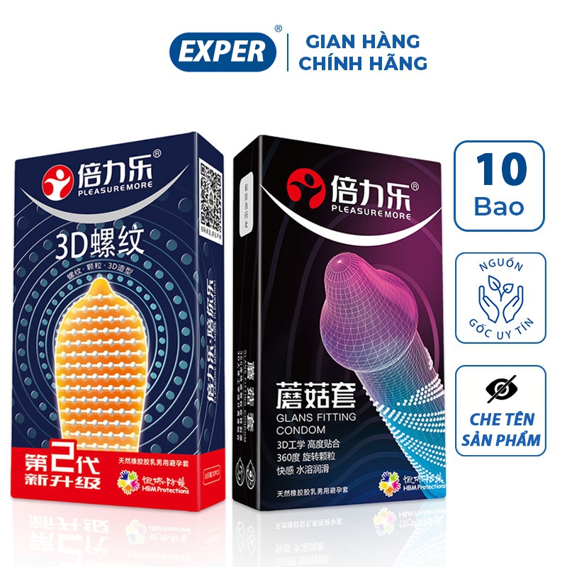 Bao cao su gai HBM 3D hộp 10 cái, bcs gai siêu mỏng, bcs có gai kéo dài thời gian quan hệ