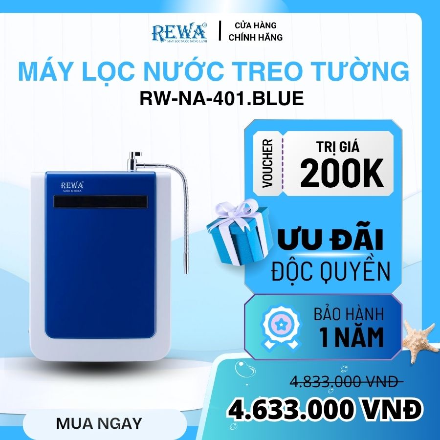 Máy lọc nước nano/vf hàn quốc rewa rw-na-401.bf/wf thiết kế treo tường - hàng chính hãng
