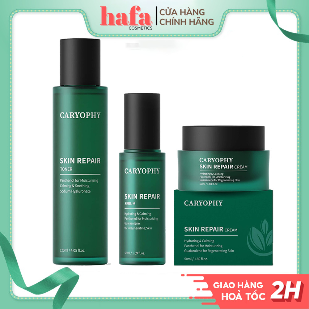 Bộ 3 Sản Phẩm Cấp Ẩm, Phục Hồi, Làm Dịu Da Caryophy Skin Repair (Toner, Serum, Cream)