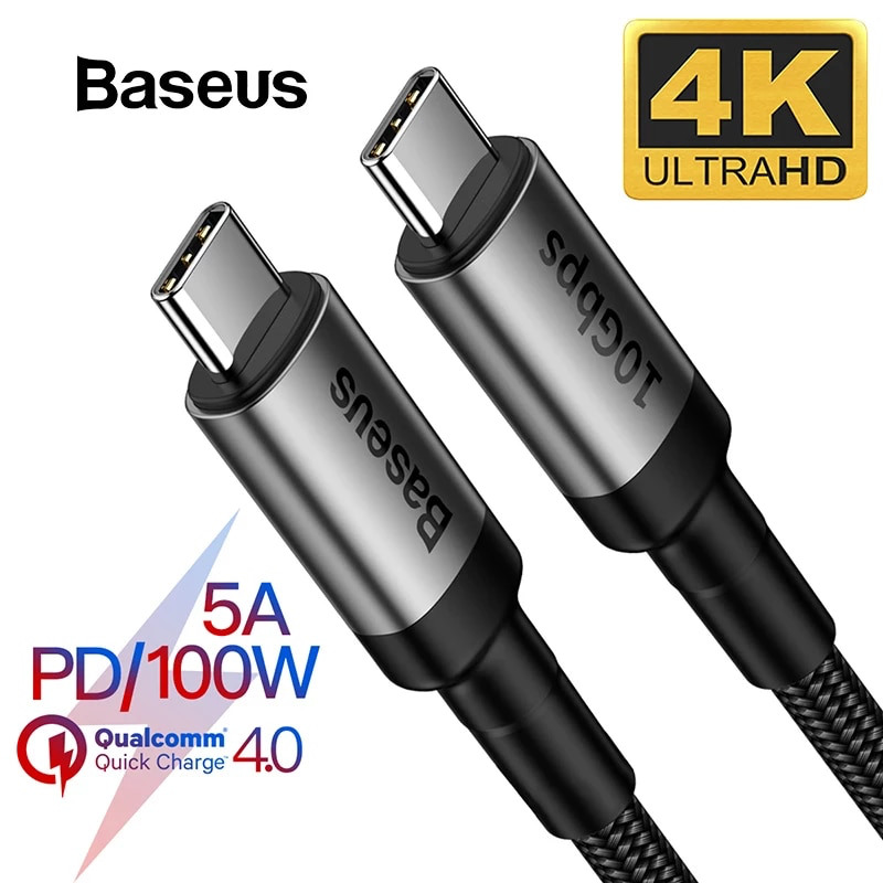 Cáp sạc nhanh C to C, dây sạc nhanh Baseus Cafule KLF Series PD3.1 (QC/PD, 100W, 20V/5A, 10Gbps, e-Marker Chip 4K/60Hz)