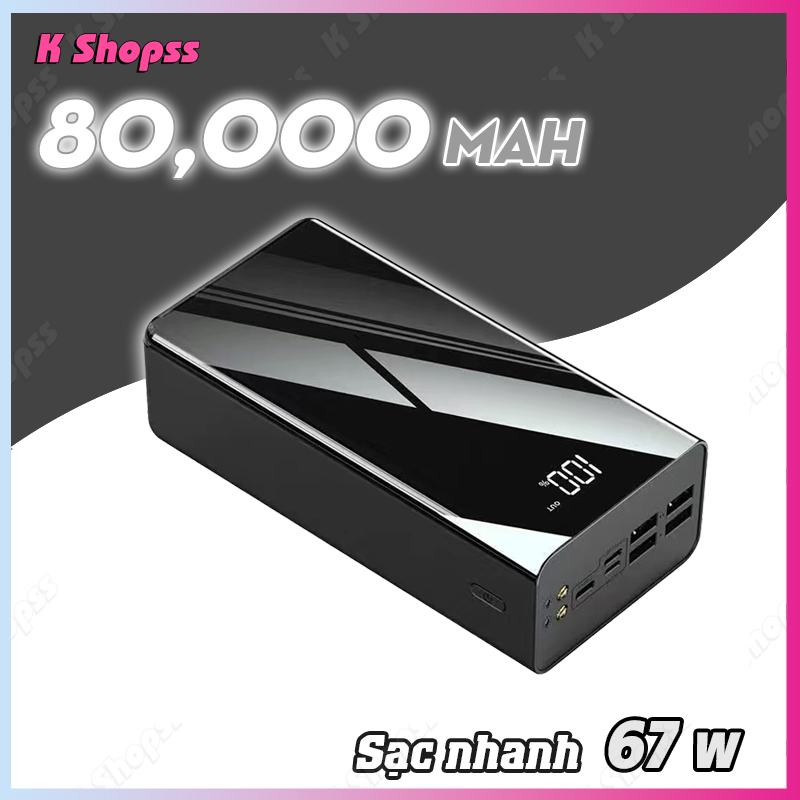 Sạc dự phòng suất lớn80,000mAh Hỗ trợ iphone Android 4 dây cáp tích hợp pin nhập khẩu pin dự phòng Sạc dự phòng dung lượng lớn sạc dự phòng sạc nhanh