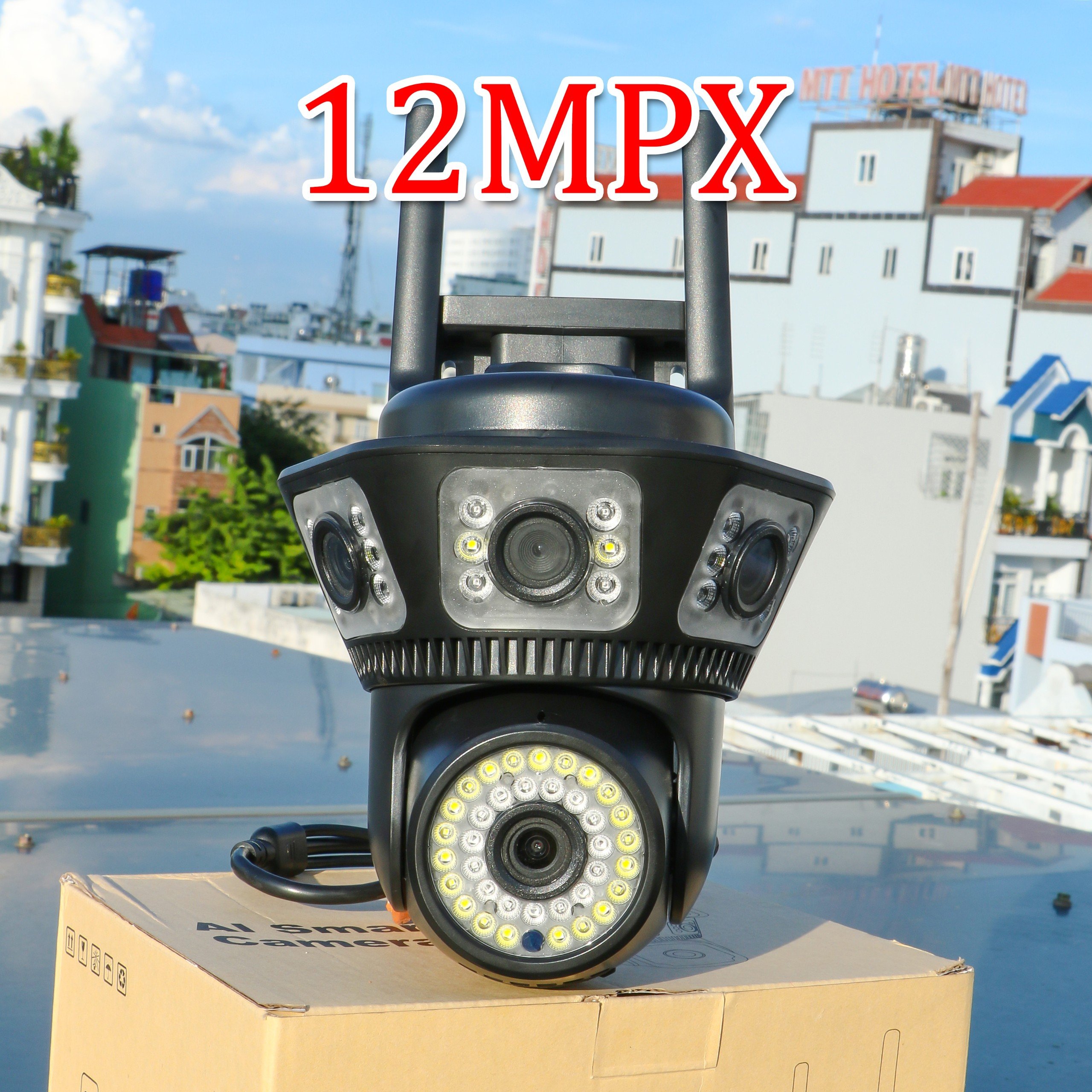 Camera Yoosee CHUẨN 3 MẮT KÉP XEM 3 MÀN HÌNH CÙNG LÚC 12MP (4MP + 4MP + 4MP), Báo động cực to, bảo hành 1 năm