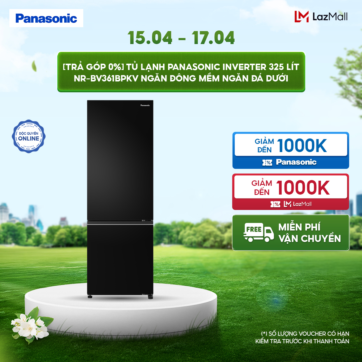 Tủ lạnh Panasonic Inverter 325 lít NR-BV361BPKV Ngăn Đông Mềm Ngăn Đá Dưới
