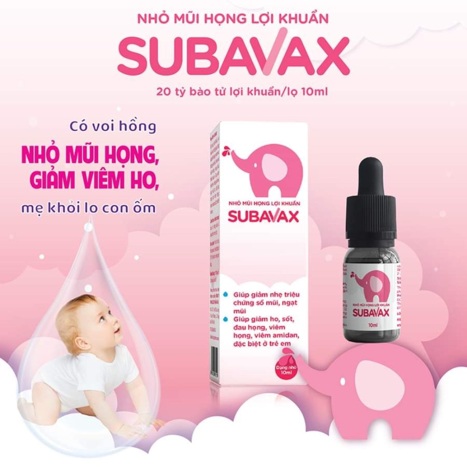 Xịt, nhỏ mũi họng lợi khuẩn subavax - dượᴄ phẩm á âu - hộp 10ml, 15ml