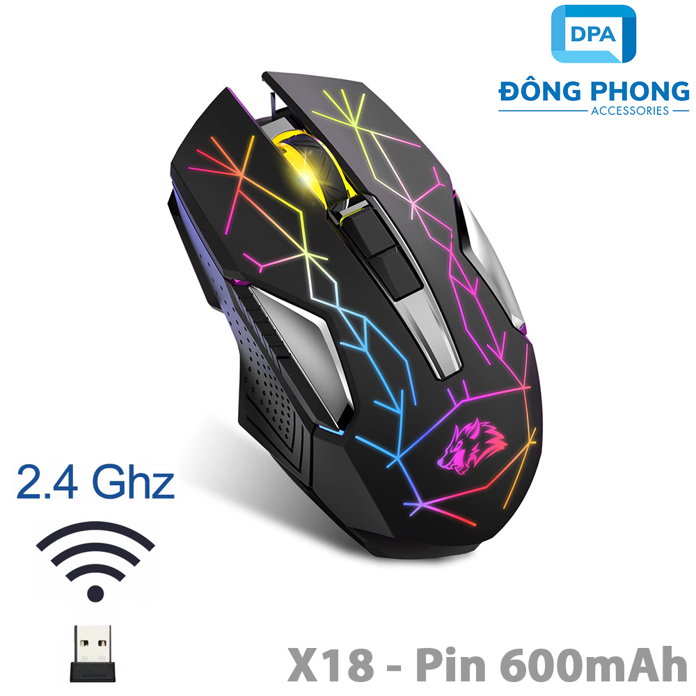 Chuột không dây pin sạc gaming x18 chính hãng