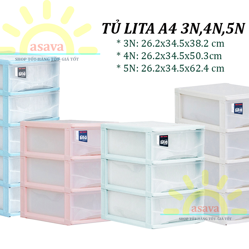 Tủ nhựa mini lita 3 tầng, 4 tầng, 5 tầng đựng: giấy a4, đồ y tế, văn phòng phẩm- màu đẹp, gọn, tiện dụng- gia dụng asava