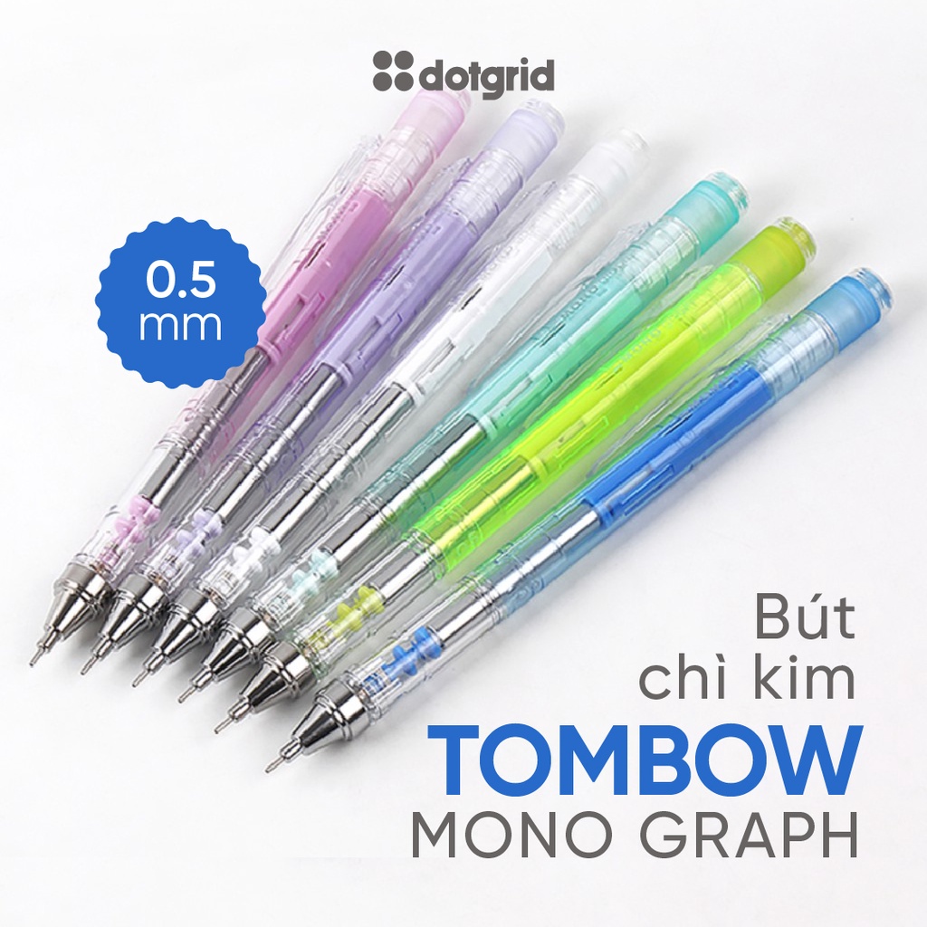 Bút chì bấm tombow mono graph shaker clear body 0.5mm - 6 màu tùy chọn