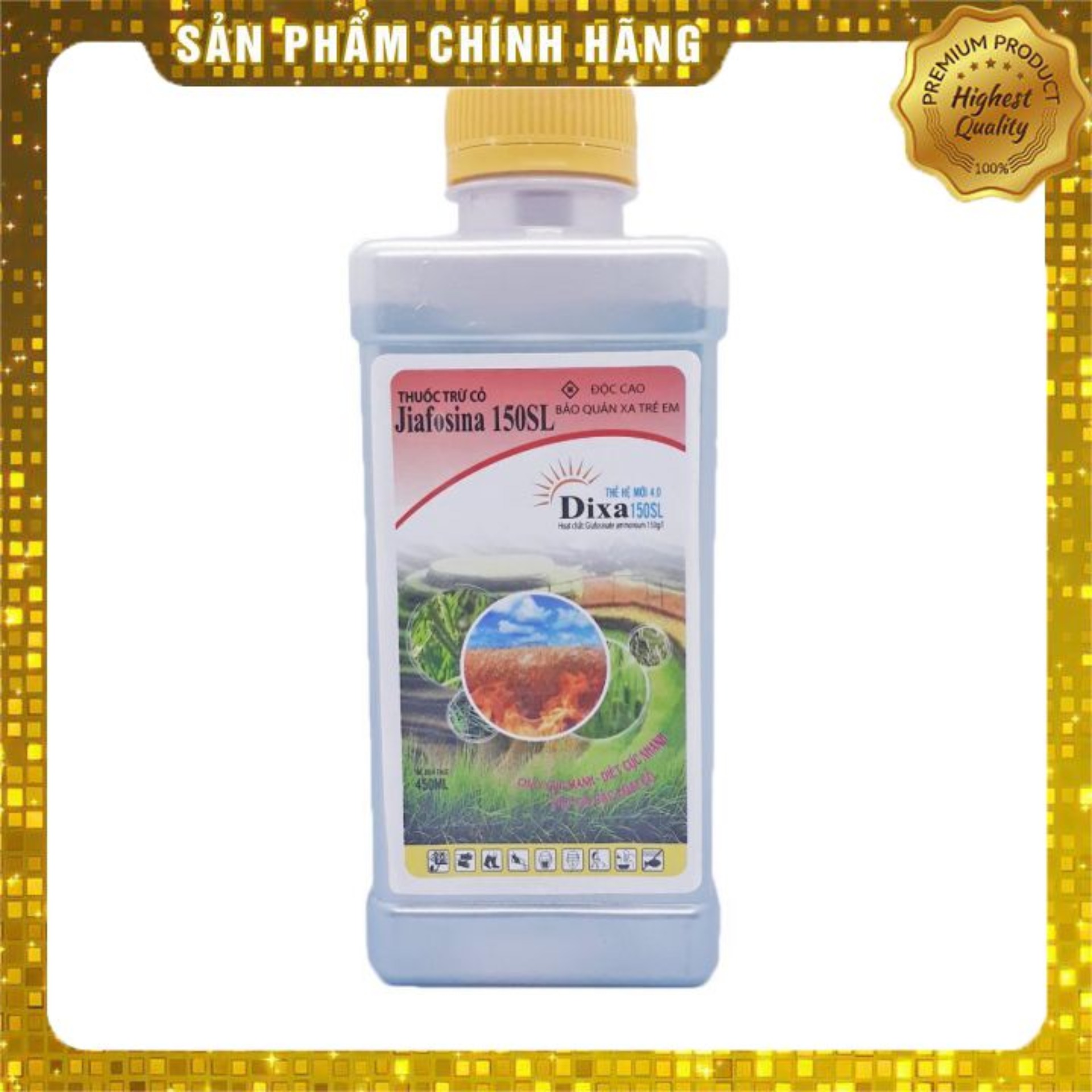 Thuốc trừ cỏ sinh học JIAFOSINA 150SL (450ml) cháy cực mạnh, diệt cực nhanh tất cả các loại cỏ trên đất cạn