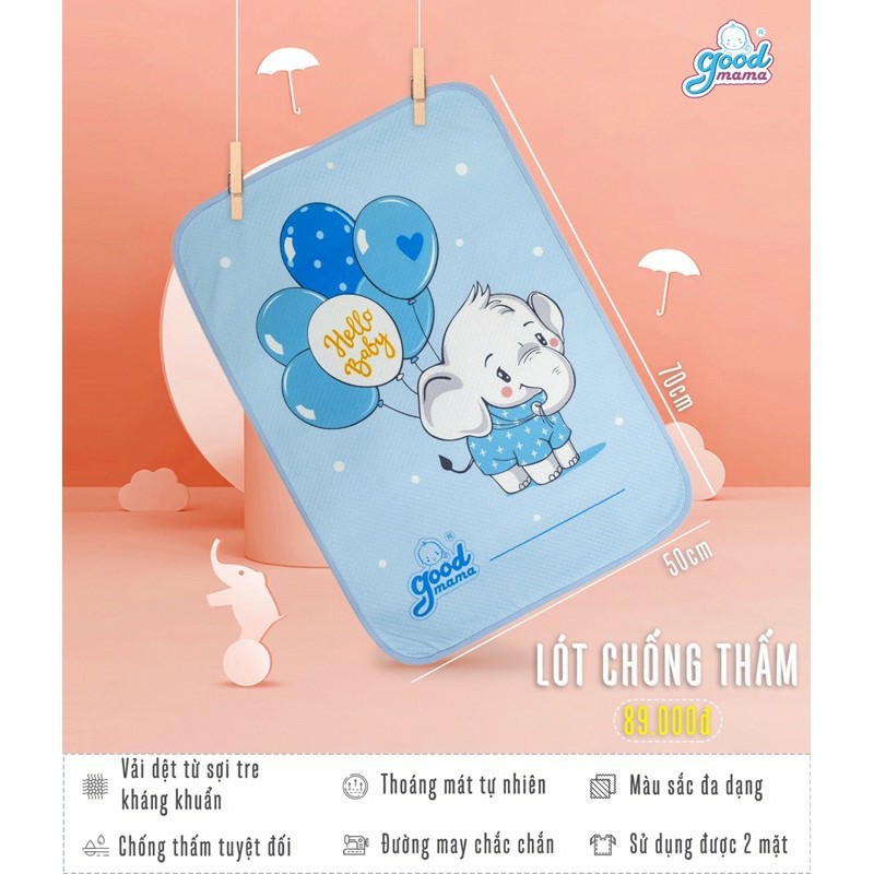 Miếng lót chống thấm cao cấp Goodmama cho bé Êm ái, thoáng mát, -tấm lót chống thấm goodmama