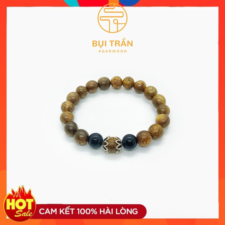 Vòng Tay Gỗ Trầm Hương Mix Đá Phong Thủy Mệnh Thổ