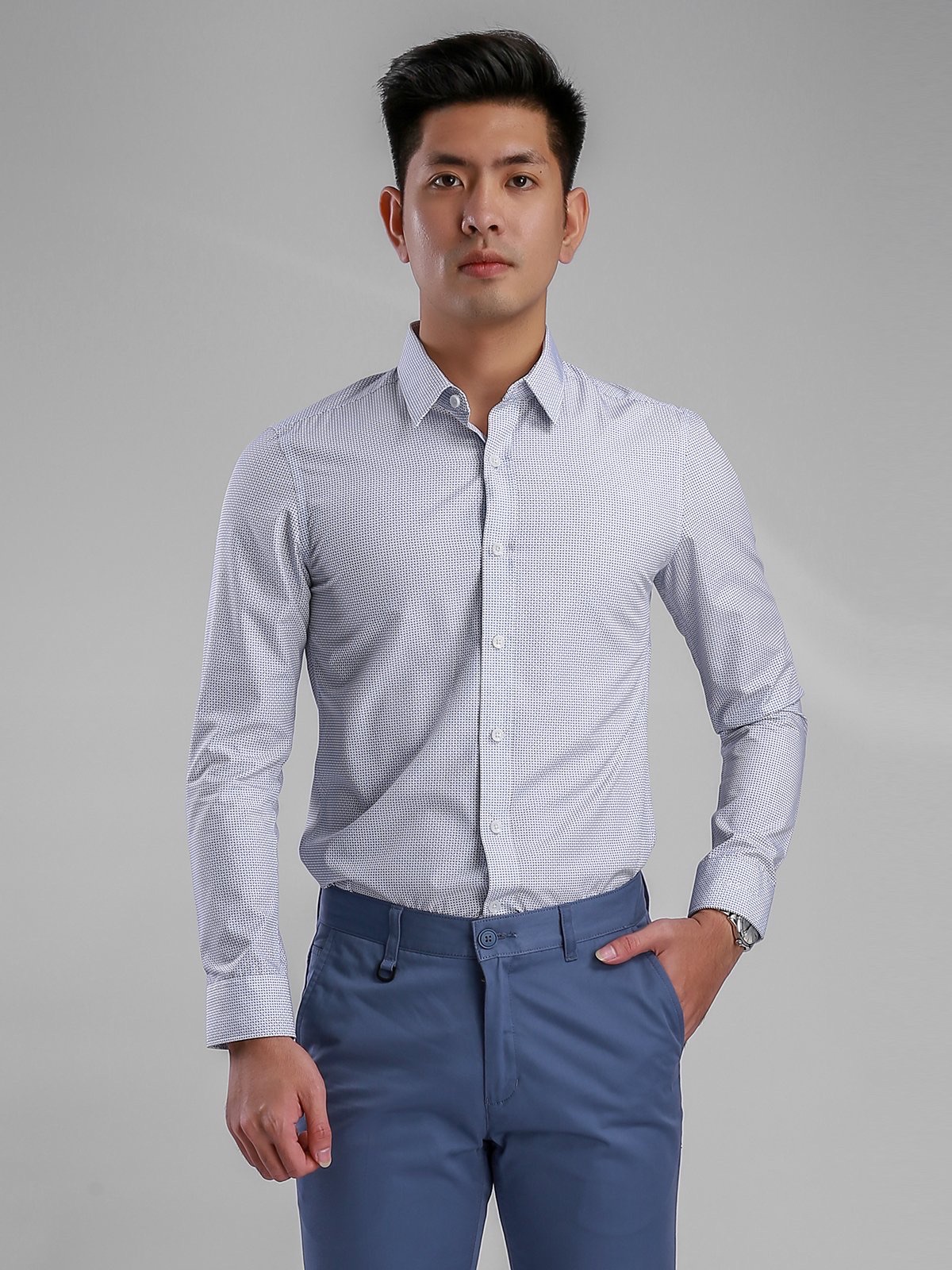 Áo sơ mi tay dài nam Aristino ALS32407-SLIM FIT