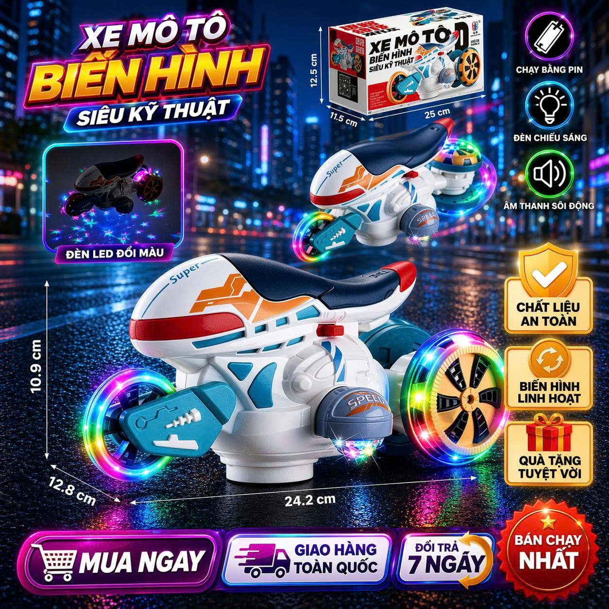 Toy Cars for Children with Led Lights and Sound – Many Models of Electric Cars, Motorcycles, Robots, Construction Vehicles - 9