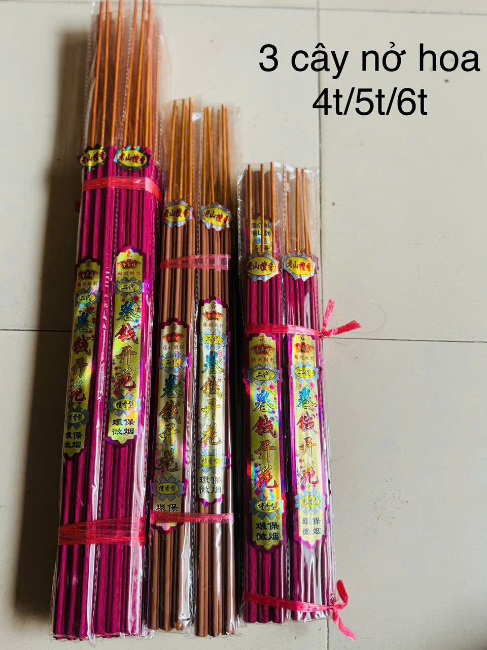  Nhang Nở Hoa  Bó 3 cây Lớn  Khai Hoa Phú Quý Tài Lộc - Nhơn Phát 