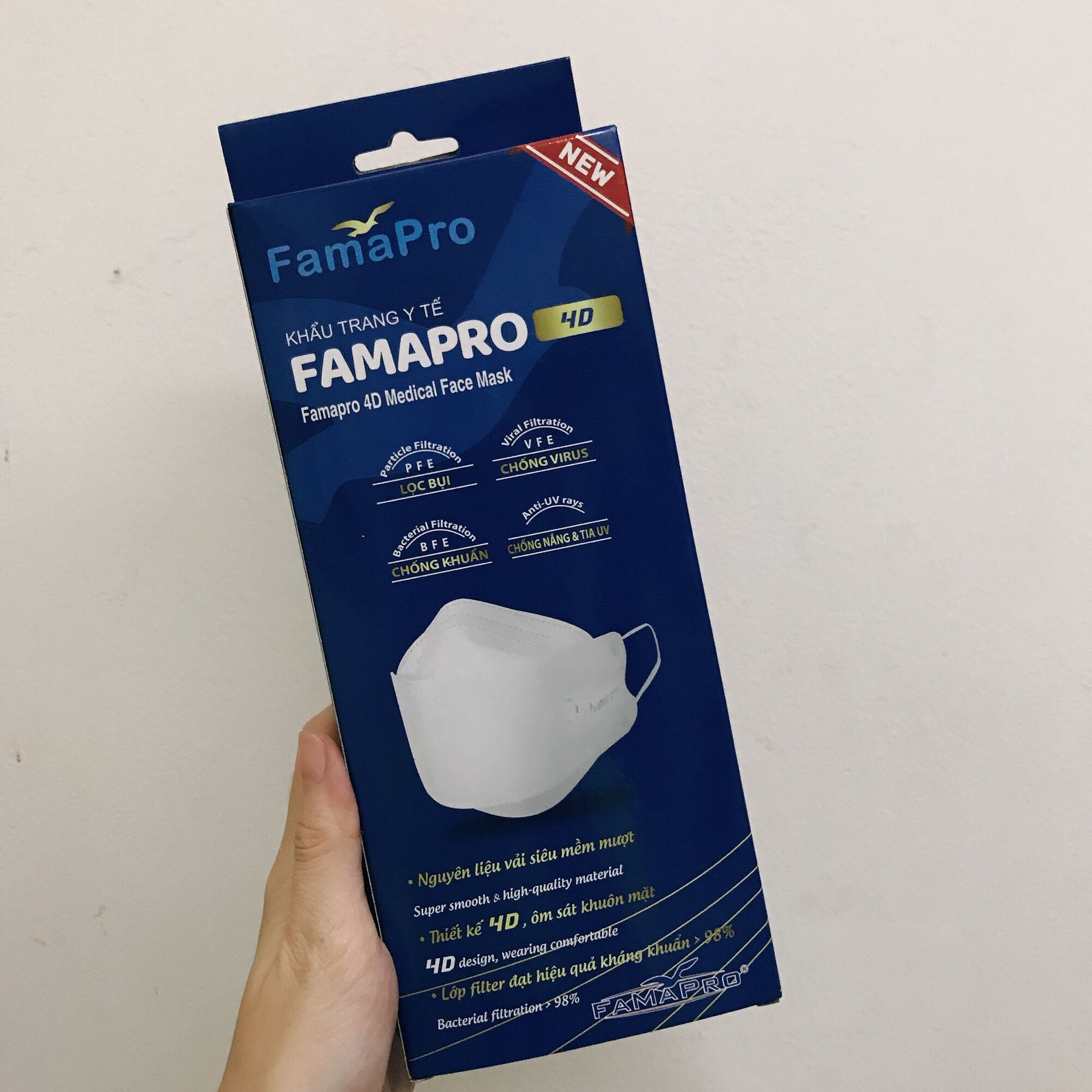 Combo 5 hộp khẩu trang y tế cao cấp kháng khuẩn 3 lớp Famapro 4D