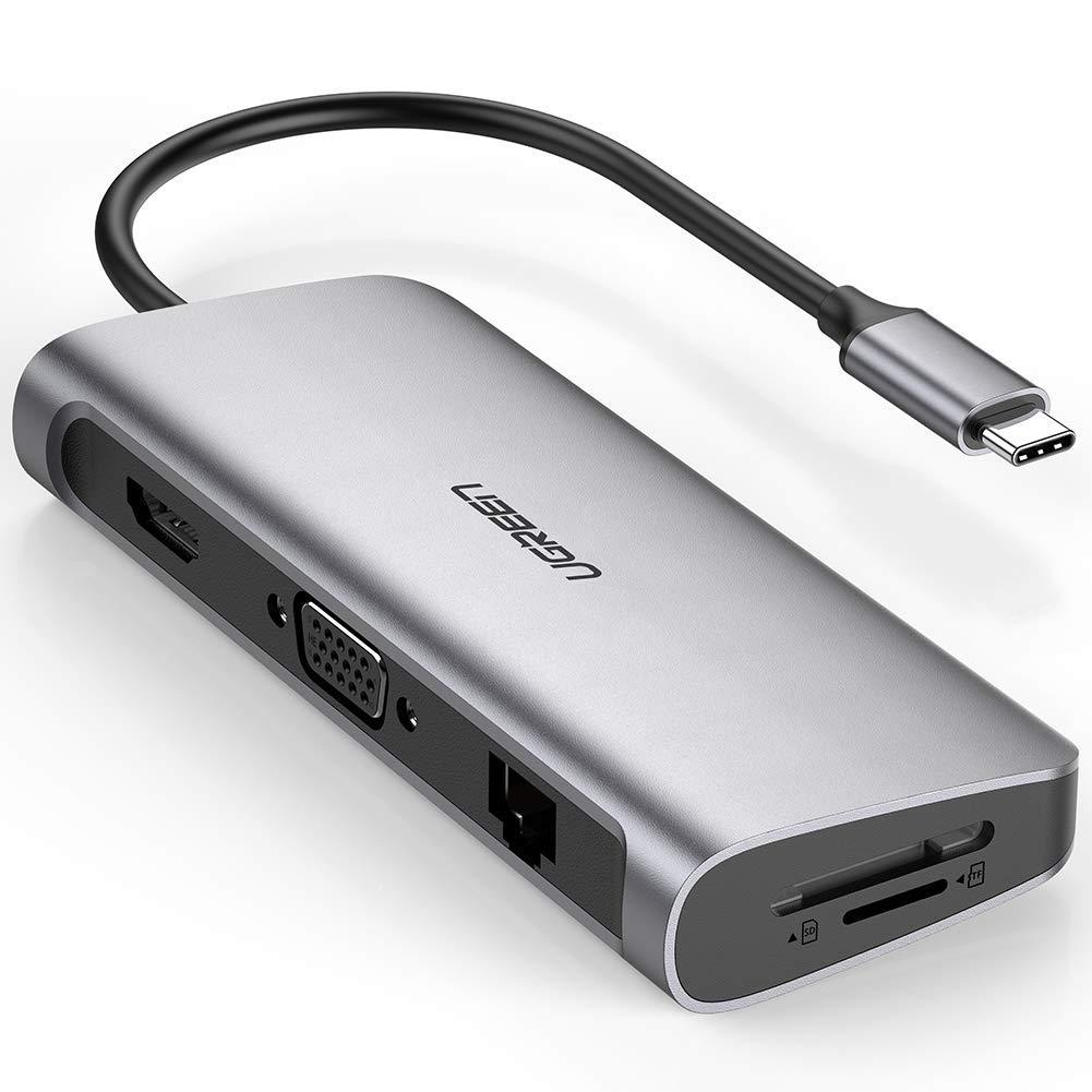 Hub USB Type C To HDMI, VGA, USB 3.0, Lan, SD, USB-C Ugreen 40873