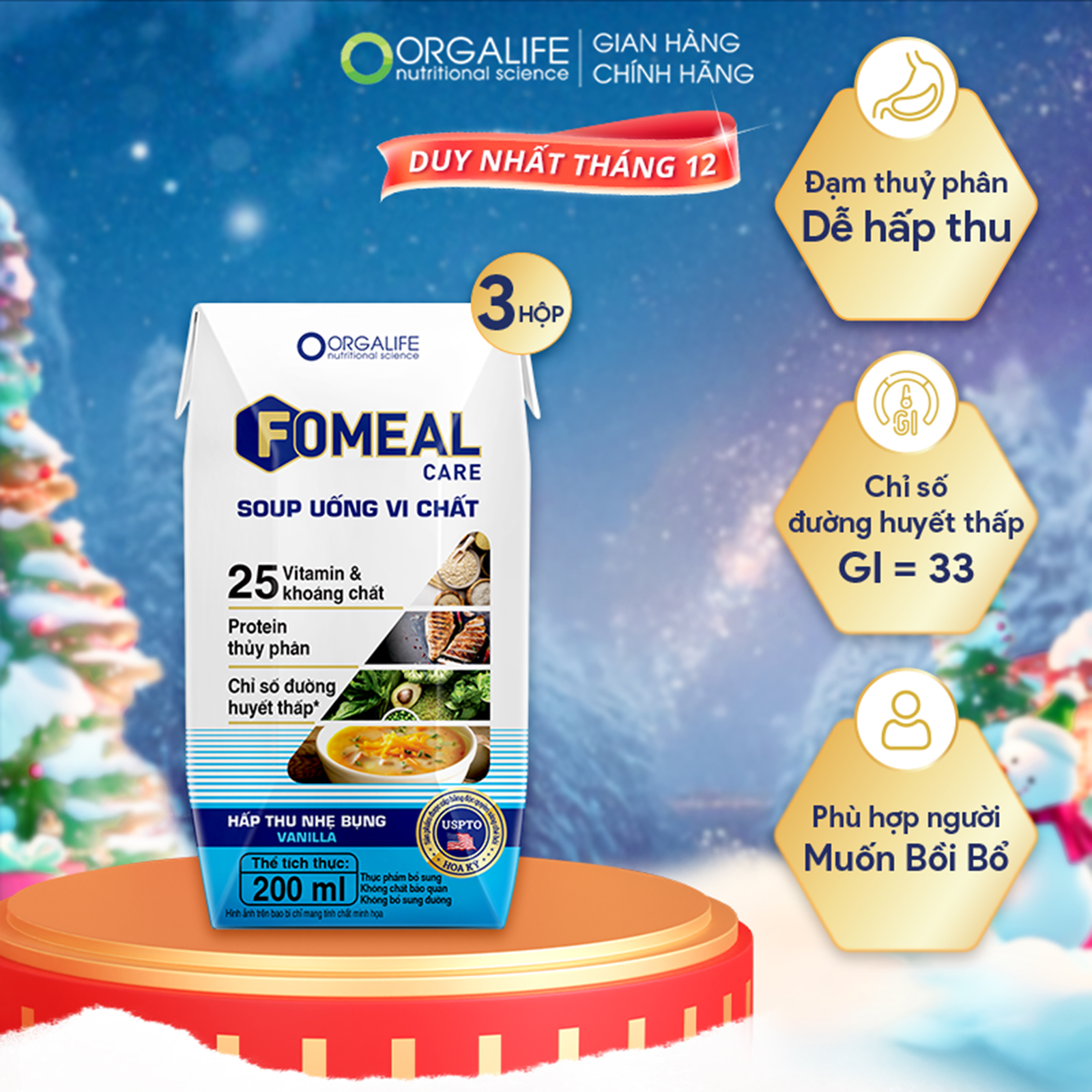 Lốc 3 hộp Soup uống vi chất Fomeal Care 200ml hộp - Thay thế bữa ăn dễ hấp thu ổn định đường huyết tăng sức đề kháng