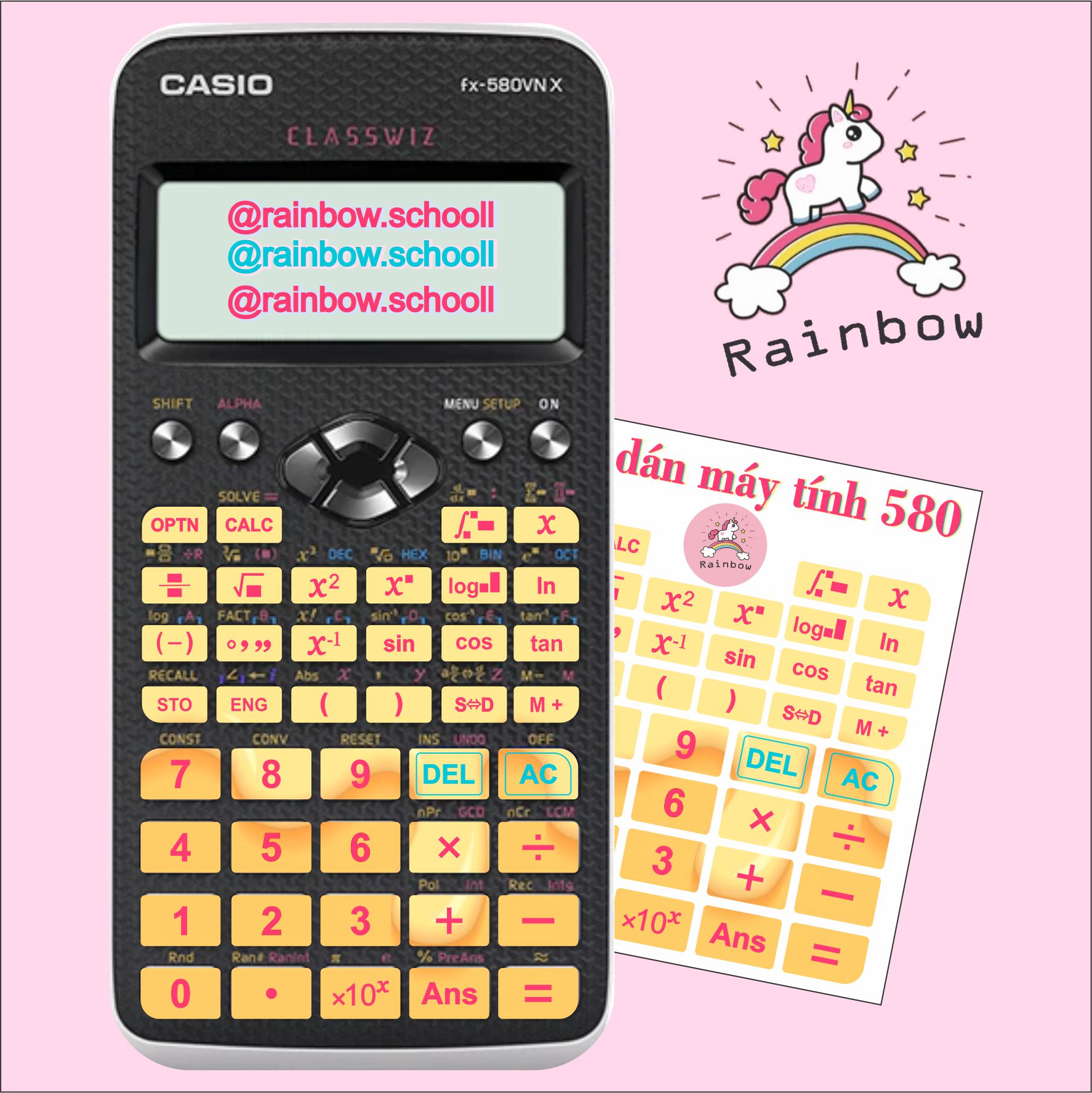 nút decal máy tính cầm tay bỏ túi casio 580 vn es plus